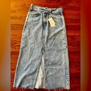 Mango NWT Denim washed midi jean skirt